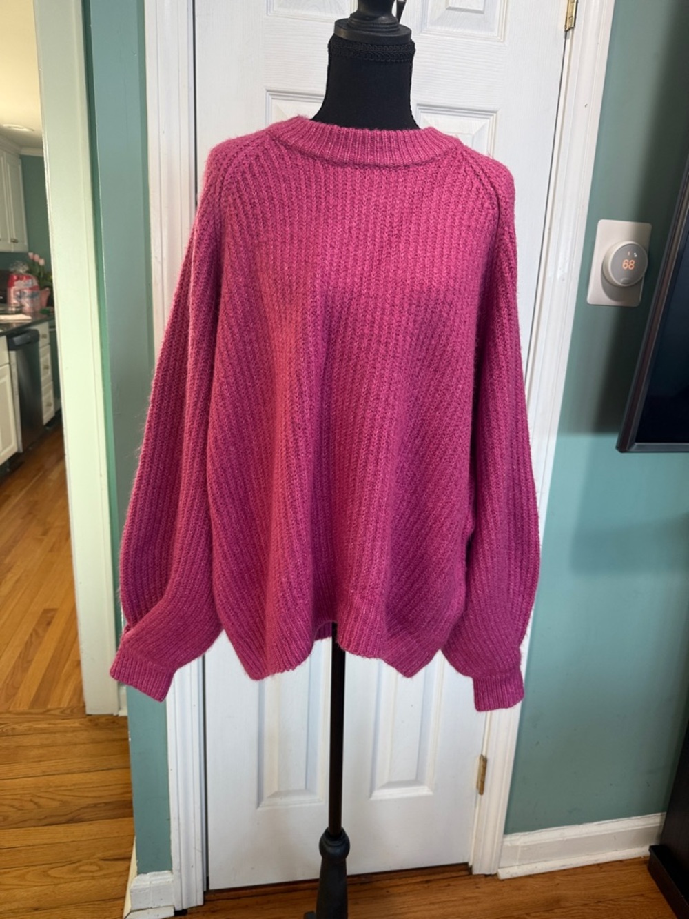 SCOOP Relaxed Ribbed Crewneck Sweater - Hot Pink